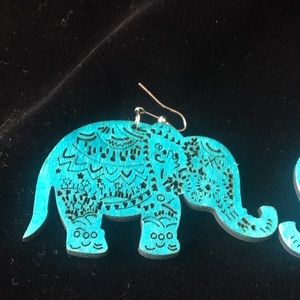 Carved wooden elephant earrings